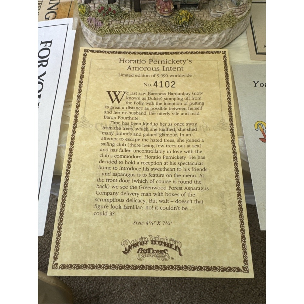 VTG David Winter Cottages Horatio Pernickety's Amorous Intent 1993 LE 4102/9990 - Picture 3 of 16